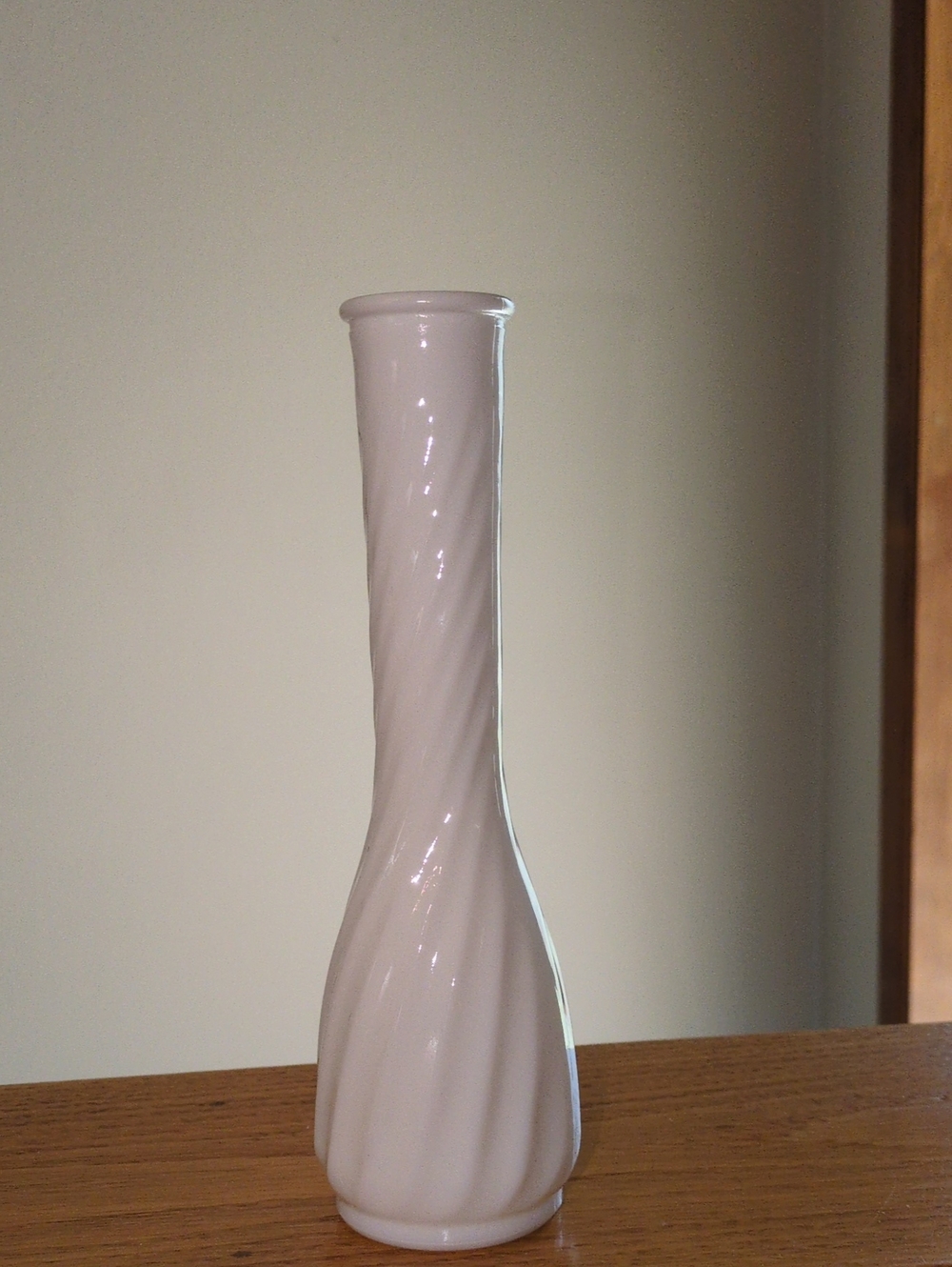 Classic White Swirl Milk Glass Bud Vase -